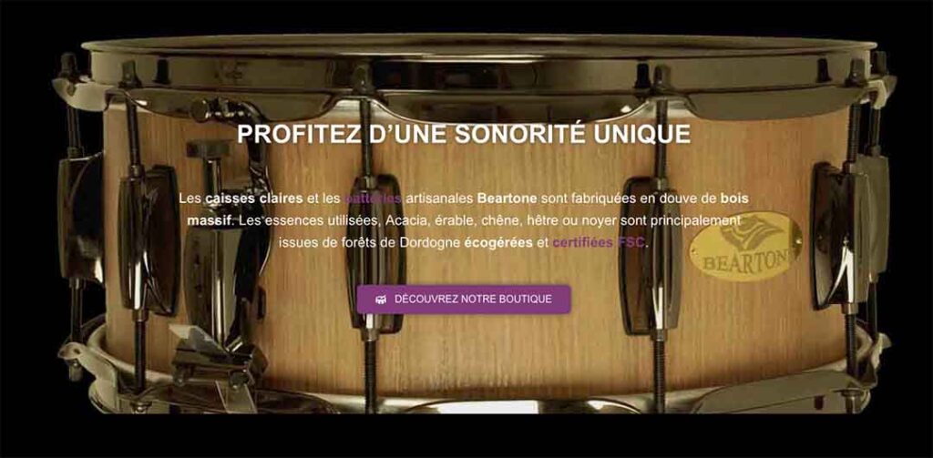 Beartone, fabrication de caisses claires artisanales