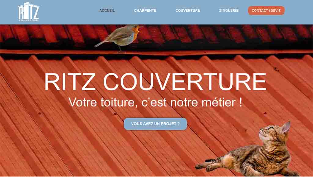 réalisation du site vitrine de ritz couverture à chalon sur saone